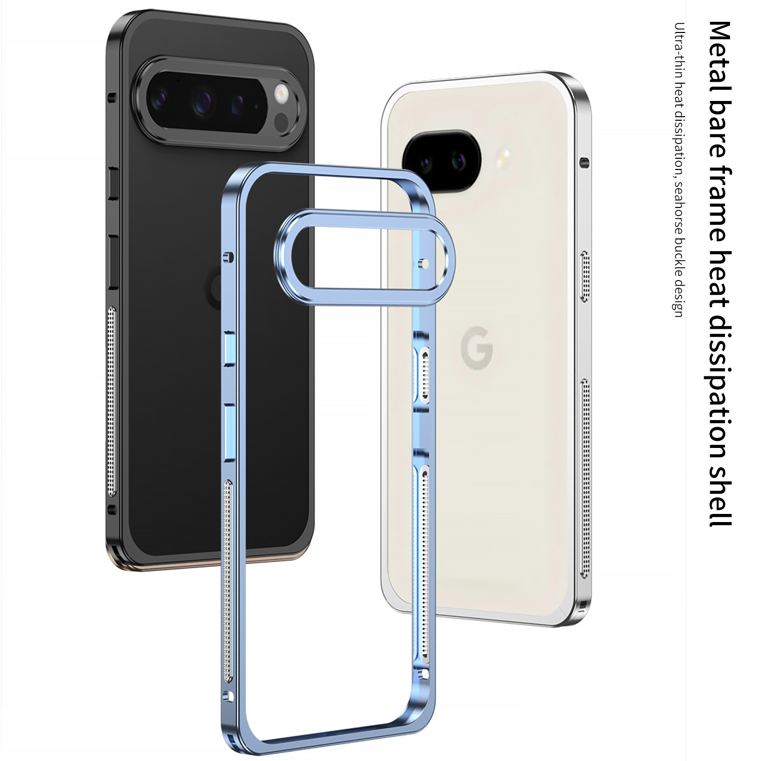 Metal Bumper Aluminum Frame Case - ฝาครอบแข็งกรอบโลหะอะลูมิเนียมบางเฉียบสำหรับกูเกิลพิกเซล 10 9 8 7 โปร