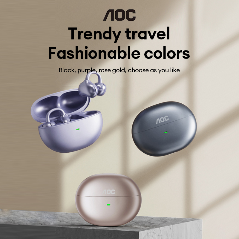 Earphones - AOC ACD2544 หูฟังบลูทูธไร้สายแบบหนีบหู หูฟังแบบเปิดหู เสียงสเตอริโอรอบทิศทาง ดีเลย์ต่ำ