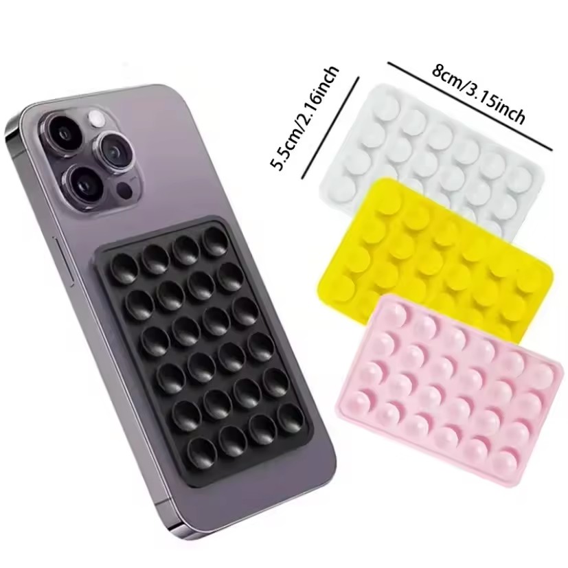 Phone Cases - แผ่นรองโทรศัพท์ซิลิโคนแบบดูดติดผนัง อเนกประสงค์ ทรงสี่เหลี่ยม กันลื่น ติดด้านเดียว พร้อมสติกเกอร์ด้านหลัง