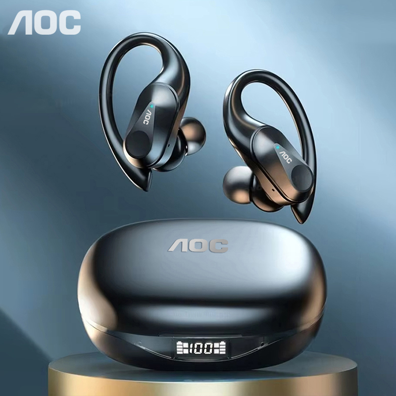 Earphones - ช้อยส์ AOC ชุดหูฟังกีฬาไร้สายบลูทูธ 6.0 หูฟังกันน้ำ LED