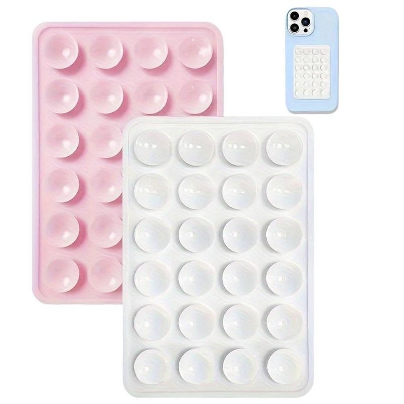 Phone Cases - ที่ยึดติดผนังแบบสุญญากาศอเนกประสงค์ แผ่นซิลิโคนกันลื่นสำหรับวางโทรศัพท์มือถือ รูปทรงสี่เหลี่ยม แบบด้านเดียว ติดด้วยสติกเกอร์ด้านหลัง